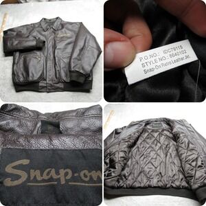 Snap-On Retro Genuine Leather Jacket Mens‎ XL Brown Full Zip Heavyweight Bomber